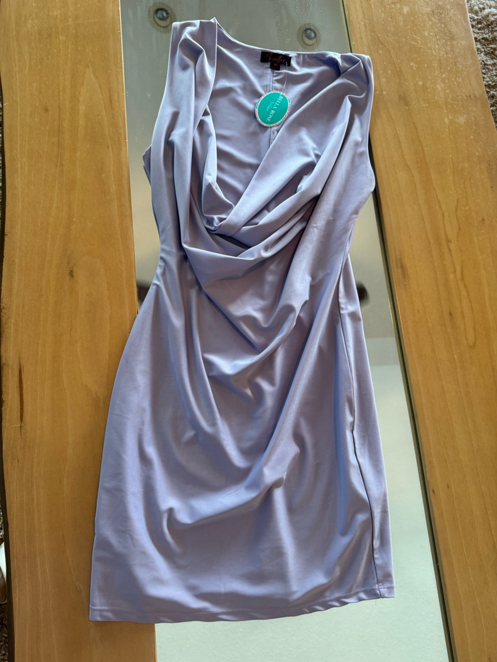 Sleeveless Draped Mini Dress in Light Lavender